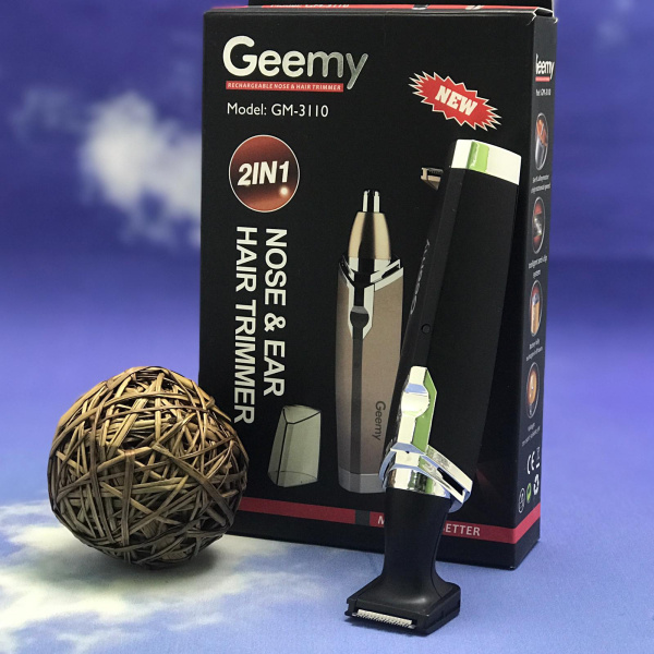 Универсальный аккумуляторный триммер Geemy GM-3110 для стрижки волос 2 в 1 (насадки для ушей, носа, 