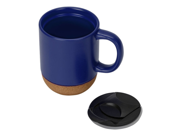Кружка с пробковым дном и крышкой «Denpasar», Цвет синий матовый