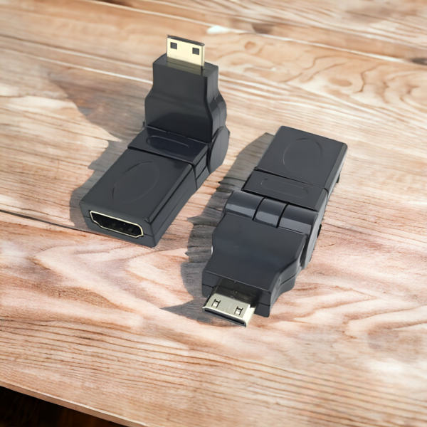 Переходник mini HDMI-M на HDMI-M 360°, черный / Подходит для подключения ноутбуков, камер, видеокамер, планшетов и других устройств к мониторам, телевизорам и проекторам