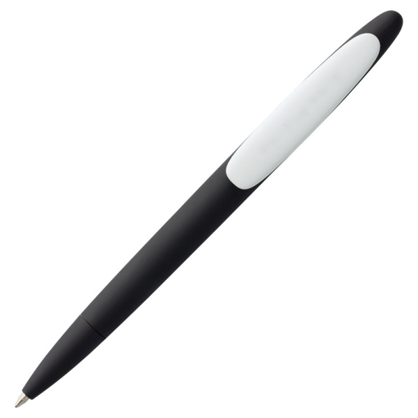 Ручка шариковая Prodir DS5 TRR-P Soft Touch, черная с белым, 14,4х1,1 см