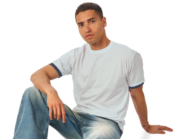 Футболка «Rotterdam» мужская, Размер 2XL, Цвет жемчужный/темно-синий