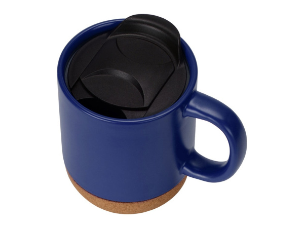 Кружка с пробковым дном и крышкой «Denpasar», Цвет синий матовый
