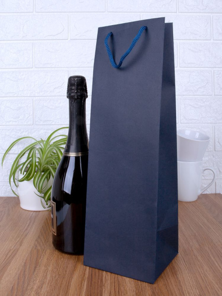 Пакет под бутылку Vindemia, синий, 12х11,2х38 см