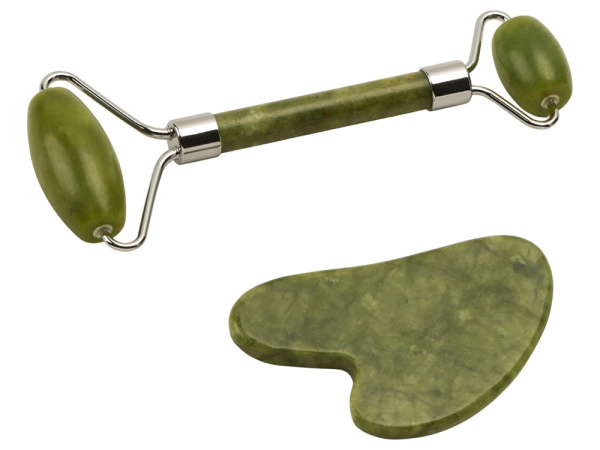 Подарочный набор роллер и гуаша из нефрита «Rituals», Цвет зеленый