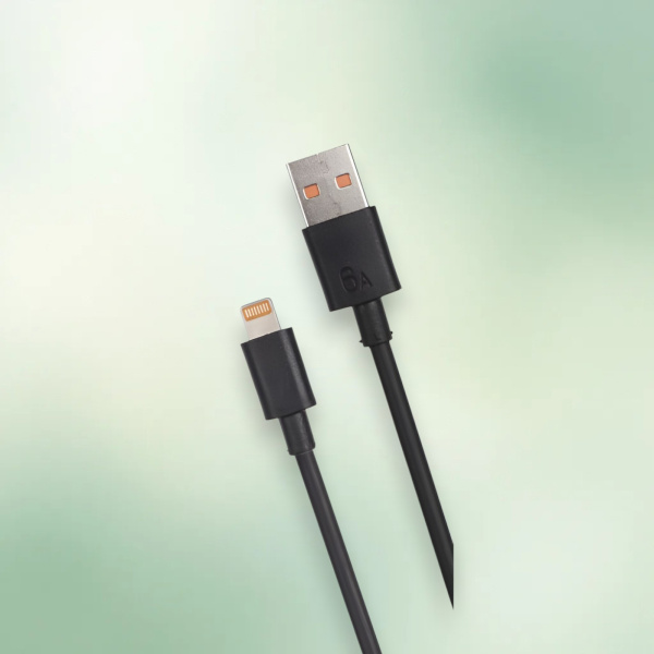 Кабель RC60 USB Type-C - Lightning, длина 1000мм, ток 6А, черный / Надежность и высокая скорость зарядки