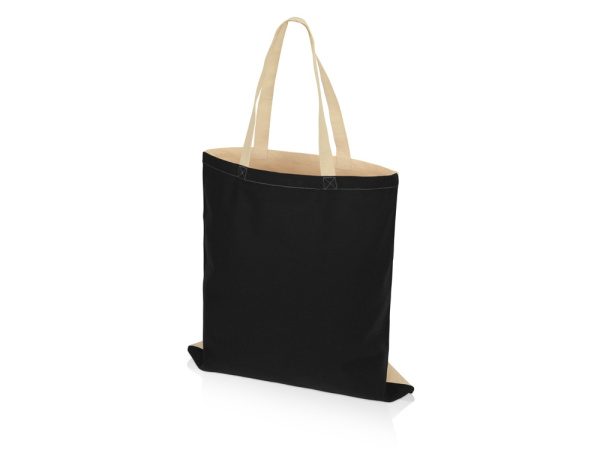 Сумка для шопинга «Twin» двухцветная из хлопка, 180 г/м2, Цвет черный/натуральный