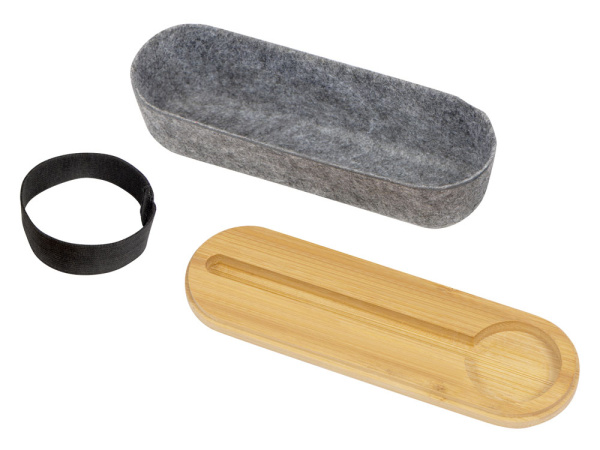 Пенал с линейкой и подставкой для телефона из бамбука «Haruki», Цвет натуральный, серый