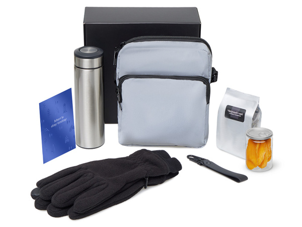 Подарочный набор «Re:m. Step»  с термосом, перчатками и сумкой, Цвет серебристый