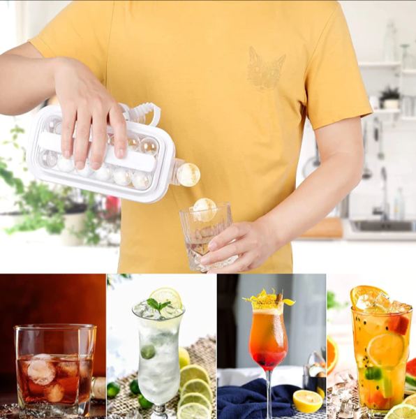 Форма для льда Ice Cube Tray / Контейнер для льда с ручками / 17 шариков льда