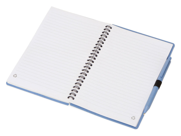 Блокнот А5 «Toledo M» с обложкой из пшеницы и пластика и шариковой ручкой, Размер A5, Цвет синий