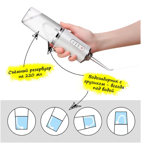 Ирригатор (флоссер) для гигиены полости рта Oral Irrigator 4 сменные насадки