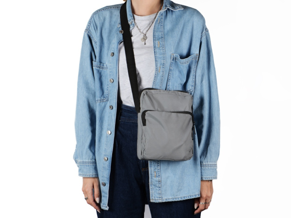 Светоотражающая сумка через плечо «Reflector», Цвет серый светоотражающий