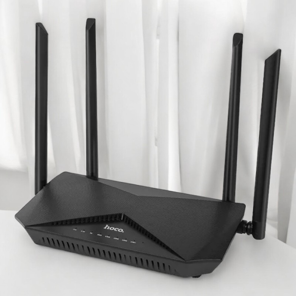 Стационарный Wi-Fi Роутер Hoco DQ02 2х диапозонный / Мощный, быстрый и широкодиапазонный