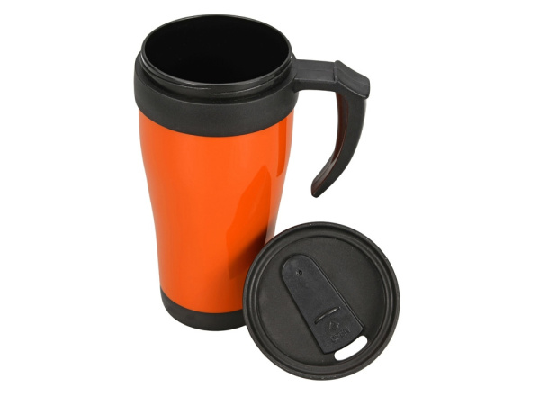 Термокружка «Silence», Цвет оранжевый/черный