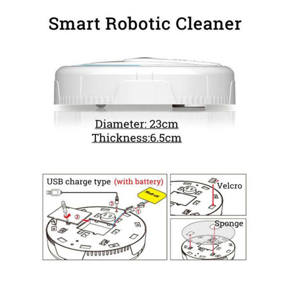 Ультратонкий  USB робот пылесос-полотер SWEEP Cleaner (сухая уборка, высота 5 см)