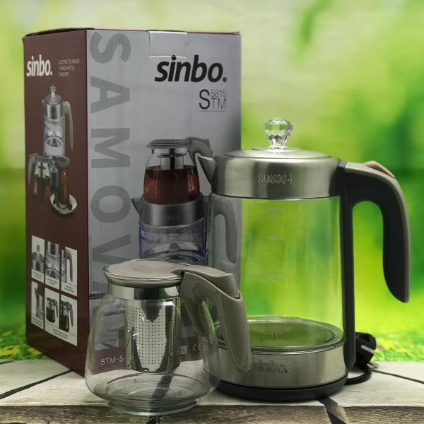 Чайный набор Sinbo “Турецкий самовар” (заварочный чайник 0,9l + электрочайник 2.0 l)  stm5815 серая 