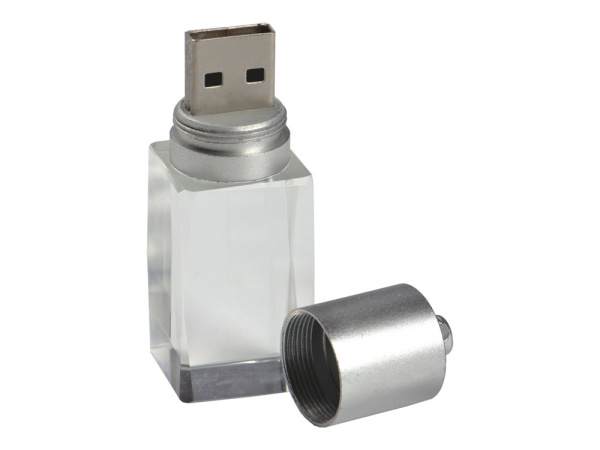 USB 2.0- флешка на 16 Гб в виде большого кристалла, Размер 16ГБ, Цвет серебристый