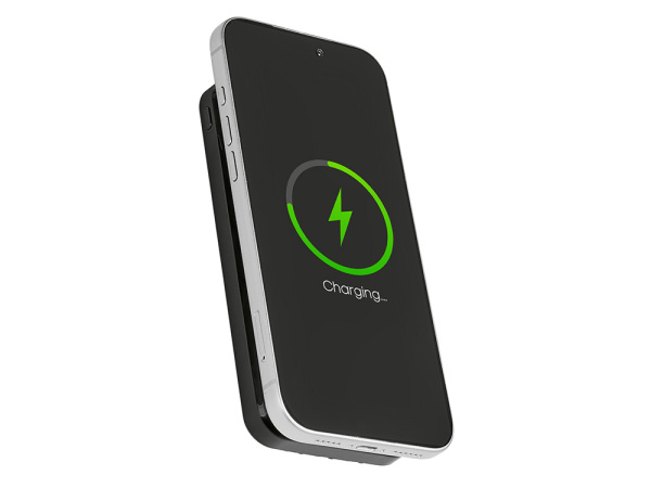 Магнитный беспроводной внешний аккумулятор со встроенными кабелями «Мэни», 10000 мАч, Цвет черный