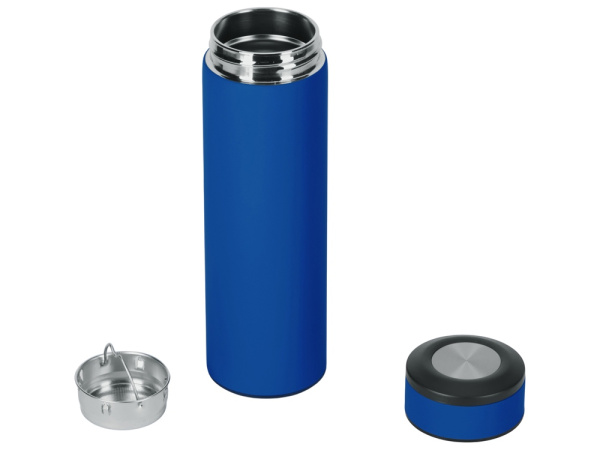 Вакуумный термос «Vacuum Flask C1», soft touch, 420мл, Цвет синий/серебристый