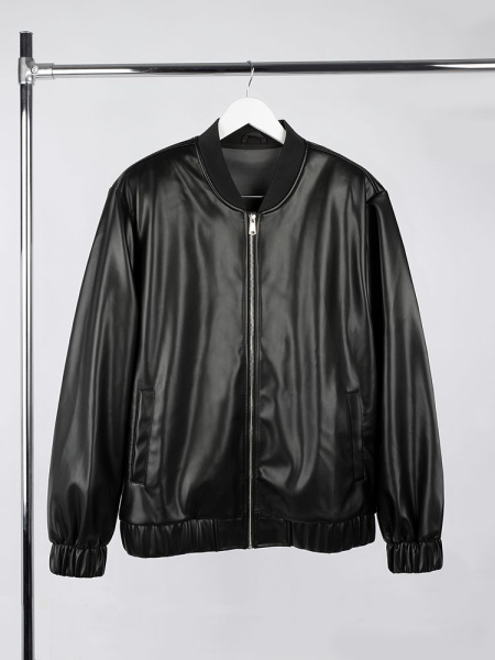 Бомбер из искусственной кожи Univer, черный, XS–XXL