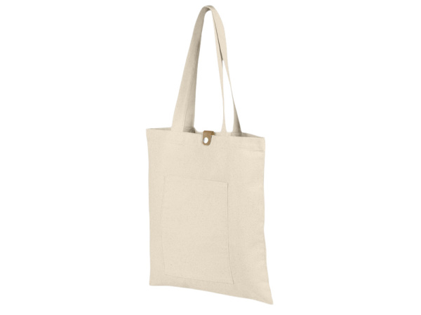 Cумка «Clip» из хлопка 340 г/м2 с застежкой из экокожи, Цвет натуральный