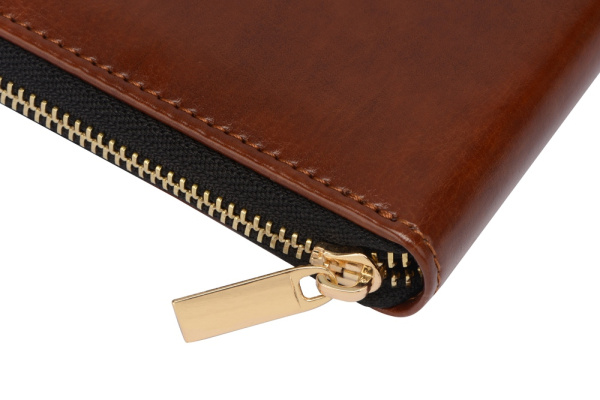 Бизнес-блокнот на молнии А5 «Fabrizio» с RFID защитой, Цвет коричневый