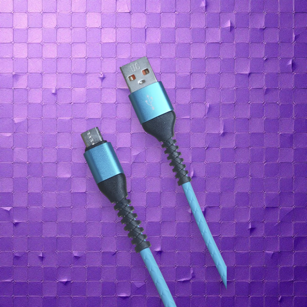 Кабель R22 USB Type-A - Micro, длина 1200мм, витой, резиновый, синий / Удобство и надежность для повседневного использования
