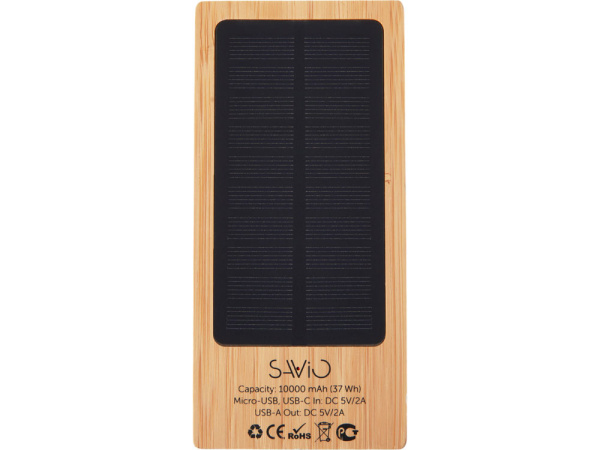 Внешний аккумулятор с подсветкой лого и солнечной панелью «Reedia S1», 10000 mAh, Цвет черный/натуральный