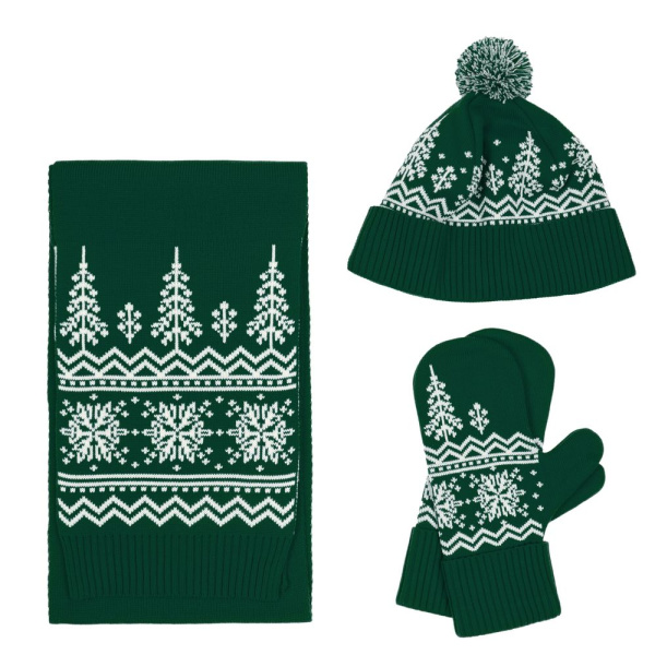 Варежки Elnik, зеленые с молочно-белым, S/M, L/XL