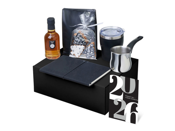 Подарочный набор «Re:Routine» с туркой, термокружкой и кофе, Цвет черный