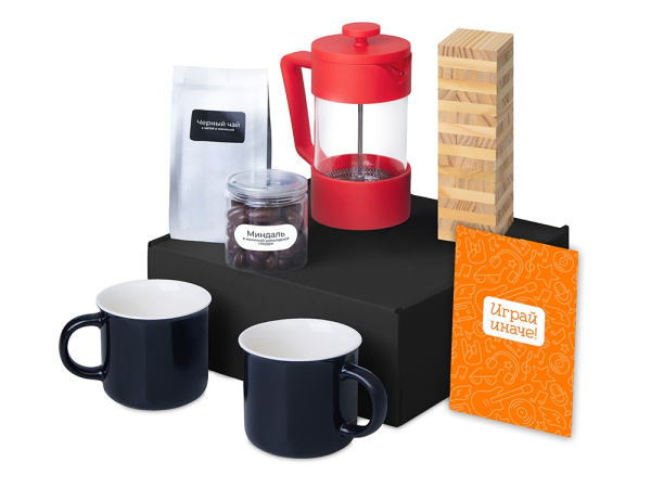 Подарочный набор «Re:y. Together»  с френчпрессом, кружками и дженгой, Цвет красный