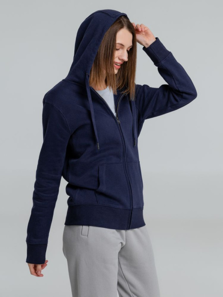 Толстовка на молнии с капюшоном унисекс King, темно-синяя, XS–4XL