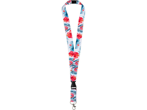 Ланъярд под сублимацию с карабином, межуровневым замком и замком обрыва, 2,5 см, Цвет белый