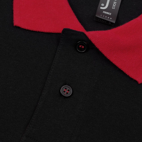 Рубашка поло Prince 190, черная с красным, XS–XXL