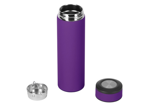 Вакуумный термос «Vacuum Flask C1», soft touch, 420мл, Цвет фиолетовый/черный/серебристый