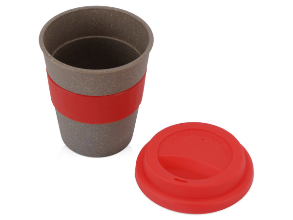 Стакан из бамбукового волокна «Café», Цвет серо-коричневый/красный