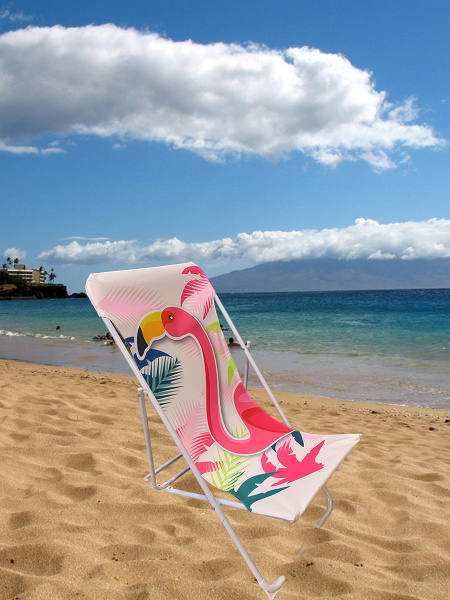 Шезлонг раскладной Фламинго, розовый / Прочный портативный кемпинговый стул