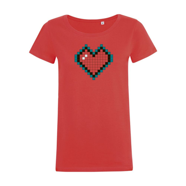 Футболка женская Pixel Heart, красная, S–XL