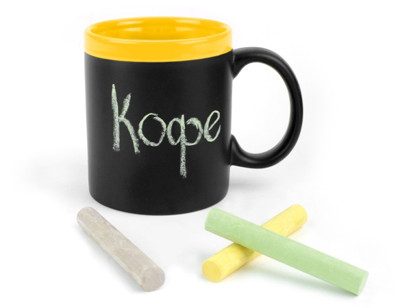 Кружка с покрытием для рисования мелом «Да Винчи», Цвет черный/желтый