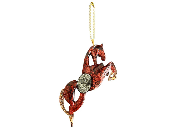 Набор елочных игрушек: Лошадь, Подкова, Цвет Гранат (красный)