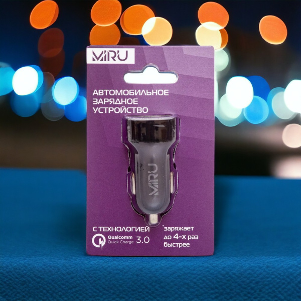 Автомобильное зарядное устройство для телефонов, планшетов Miru 5031 Quick Charge 3.0, 3.4 А, черный / Быстрая зарядка