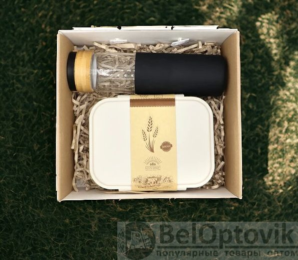 Подарочный набор Ewood / Набор из стеклянной бутылки Glass и ланчбокса Ulf в подарочной коробке