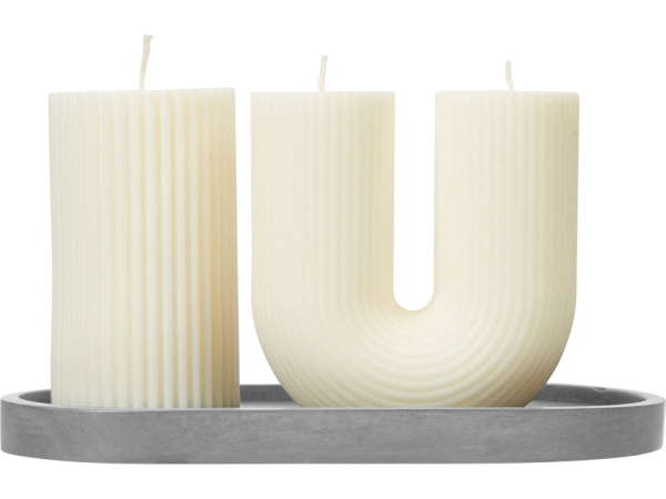 Набор свечей на подставке «Aris», Цвет белый, серый