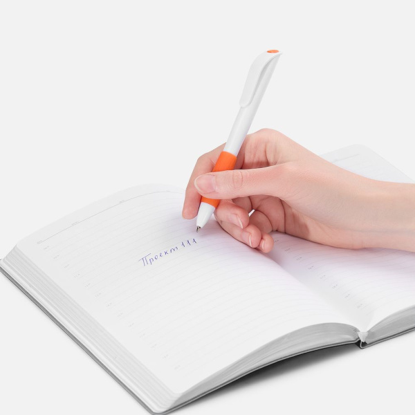 Ручка шариковая Grip, белая с оранжевым, 13,2х1,1 см