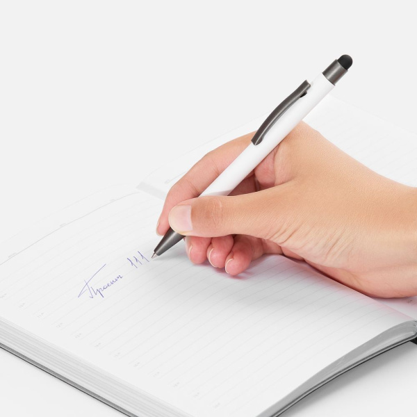 Ручка шариковая Atento Soft Touch со стилусом, белая, 14,2х1 см