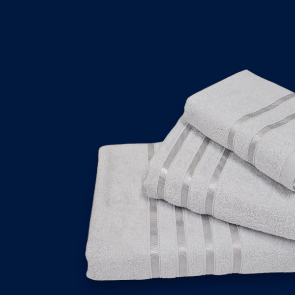 Набор банных полотенец, Crystal Textile, 3 размера (70x130, 50x85, 30x50 см), 100% хлопок, высокое качество, плотность 400 г/м², светло-серый / Роскошная мягкость для ежедневного уюта