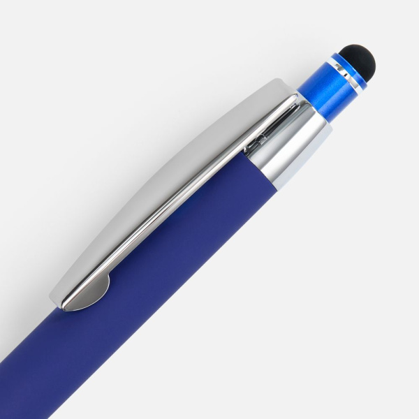 Ручка шариковая Sansen Soft Touch со стилусом, синяя, 13,9х1,1 см
