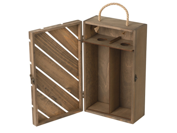 Коробка подарочная из массива дерева «Two-bottle box», Цвет натуральный