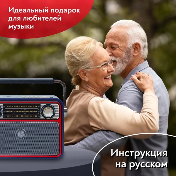 Радиоприемник  SR-1022, динамик 5 Вт, встроенный аккумулятор: 1200 мАч, аналоговый, FM, AM, SW