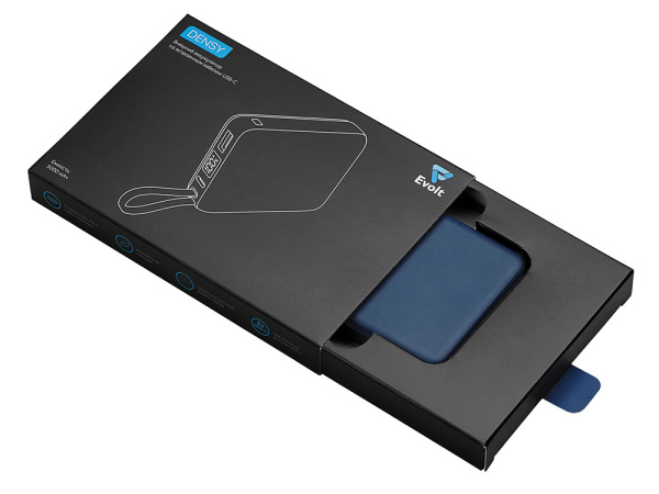 Внешний аккумулятор со встроенным кабелем USB-C «Дэнси», 5000 мАч, Цвет темно-синий